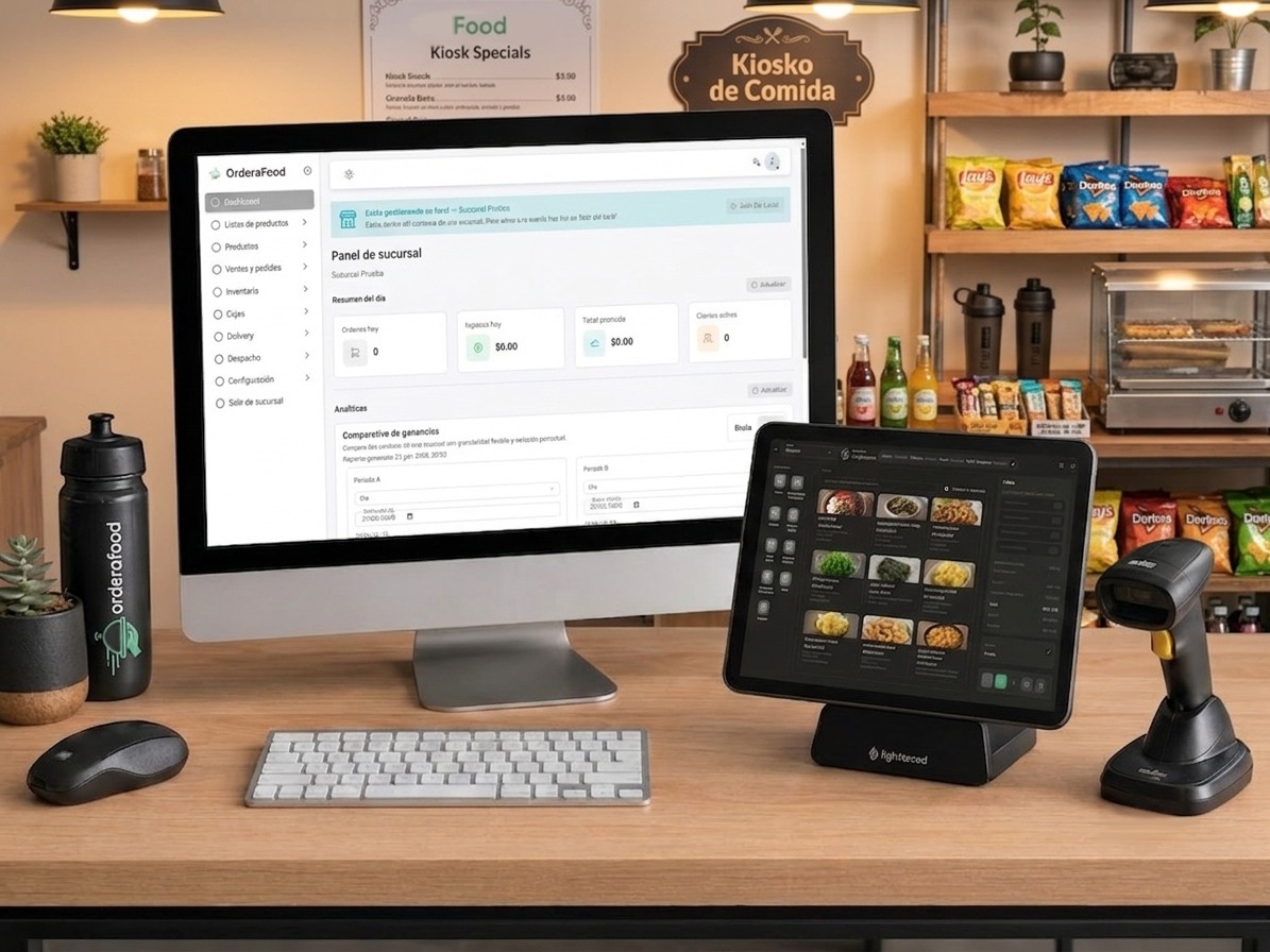Partner de Ordera presentando una plataforma POS a un negocio gastronómico