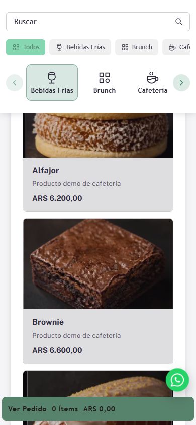 Tienda móvil real de Ordera para un bar de demostración